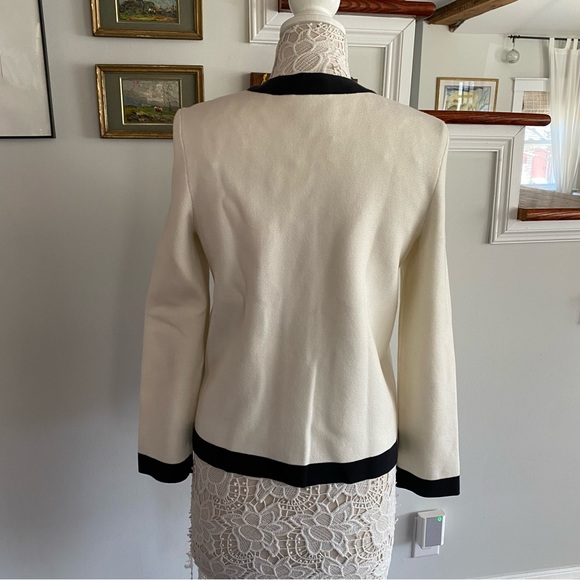 KATE SPADE ♠️ Classic Sweater Jacket Medium off White & Black - Picture 3 of 4
